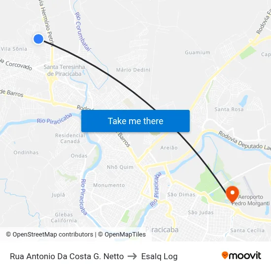 Rua Antonio Da Costa G. Netto to Esalq Log map