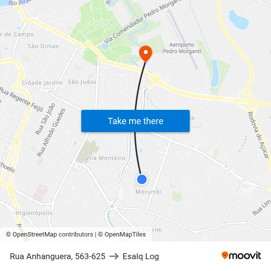 Rua Anhanguera, 563-625 to Esalq Log map