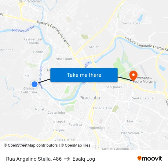 Rua Angelino Stella, 486 to Esalq Log map