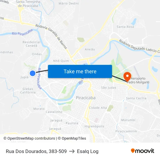 Rua Dos Dourados, 383-509 to Esalq Log map