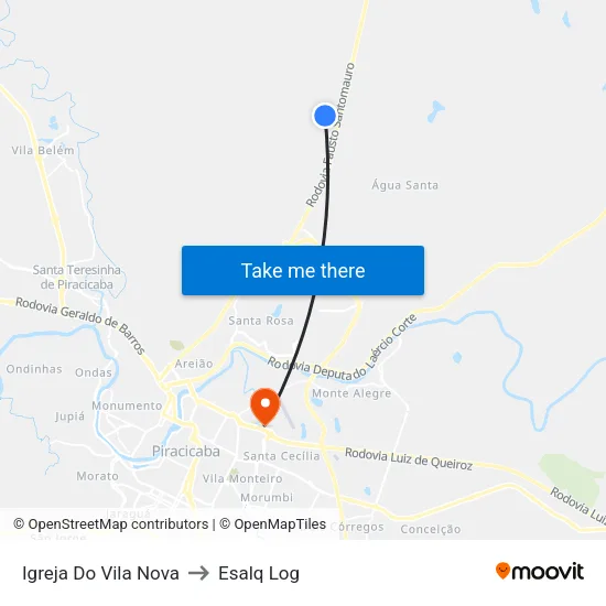 Igreja Do Vila Nova to Esalq Log map