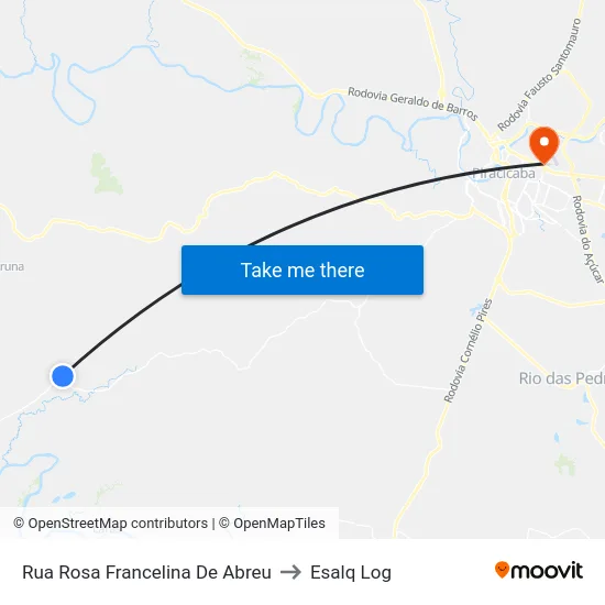 Rua Rosa Francelina De Abreu to Esalq Log map