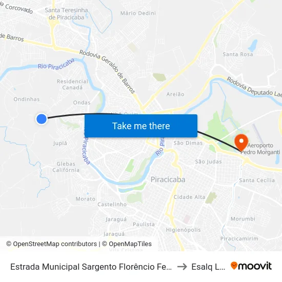 Estrada Municipal Sargento Florêncio Ferreira to Esalq Log map