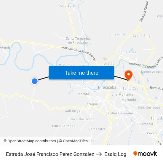 Estrada José Francisco Perez Gonzalez to Esalq Log map