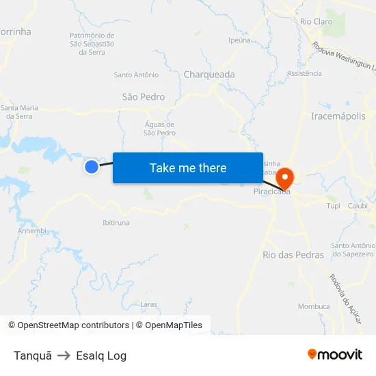 Tanquã to Esalq Log map