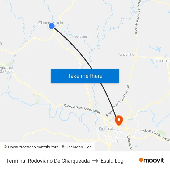 Terminal Rodoviário De Charqueada to Esalq Log map