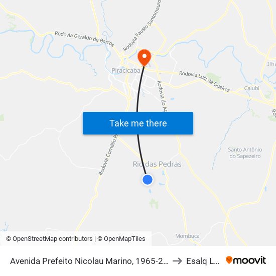 Avenida Prefeito Nicolau Marino, 1965-2065 to Esalq Log map