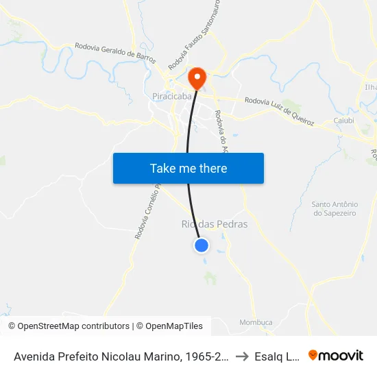Avenida Prefeito Nicolau Marino, 1965-2065 to Esalq Log map