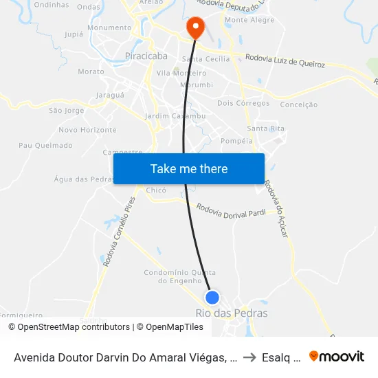Avenida Doutor Darvin Do Amaral Viégas, 1061-1087 to Esalq Log map