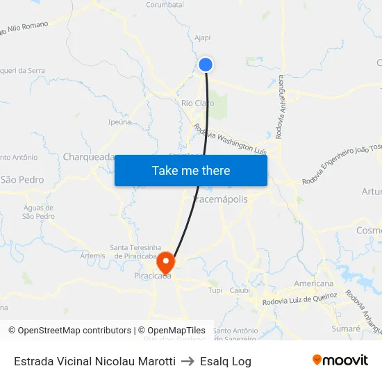 Estrada Vicinal Nicolau Marotti to Esalq Log map