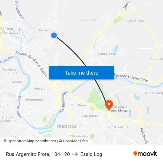 Rua Argemiro Frota, 104-120 to Esalq Log map