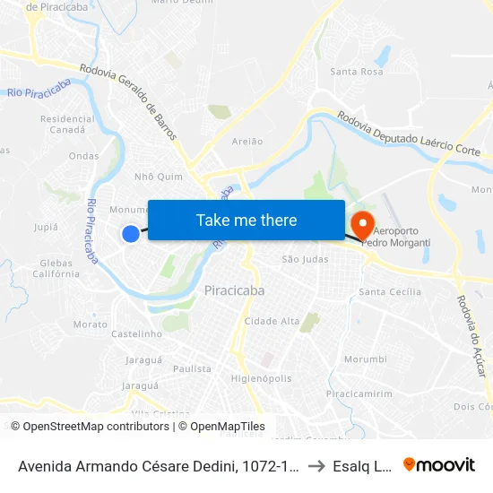 Avenida Armando Césare Dedini, 1072-1102 to Esalq Log map