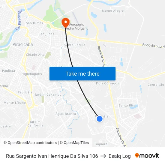 Rua Sargento Ivan Henrique Da Silva 106 to Esalq Log map