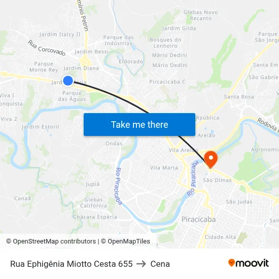 Rua Ephigênia Miotto Cesta 655 to Cena map