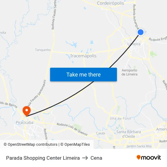 Parada Shopping Center Limeira to Cena map