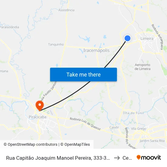 Rua Capitão Joaquim Manoel Pereira, 333-373 to Cena map