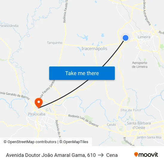 Avenida Doutor João Amaral Gama, 610 to Cena map