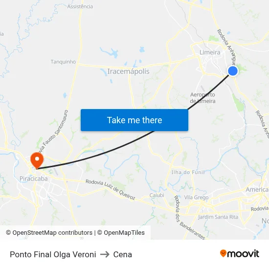 Ponto Final Olga Veroni to Cena map