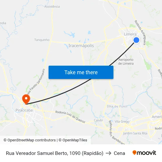 Rua Vereador Samuel Berto, 1090  (Rapidão) to Cena map