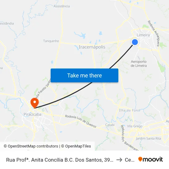 Rua Profª. Anita Concília B.C. Dos Santos, 399-479 to Cena map