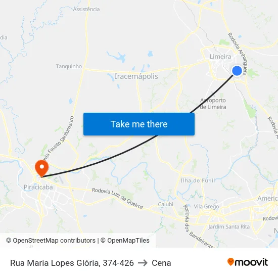 Rua Maria Lopes Glória, 374-426 to Cena map