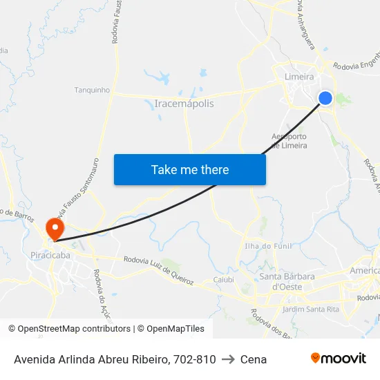 Avenida Arlinda Abreu Ribeiro, 702-810 to Cena map