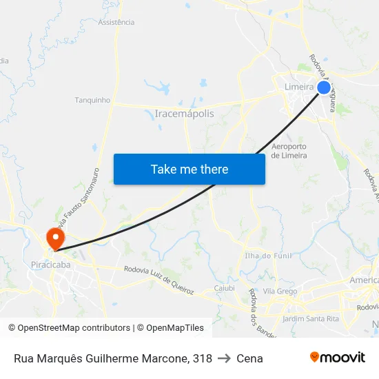 Rua Marquês Guilherme Marcone, 318 to Cena map