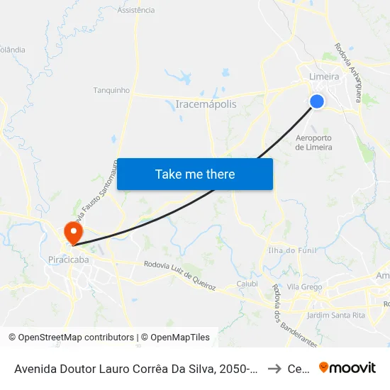 Avenida Doutor Lauro Corrêa Da Silva, 2050-2248 to Cena map