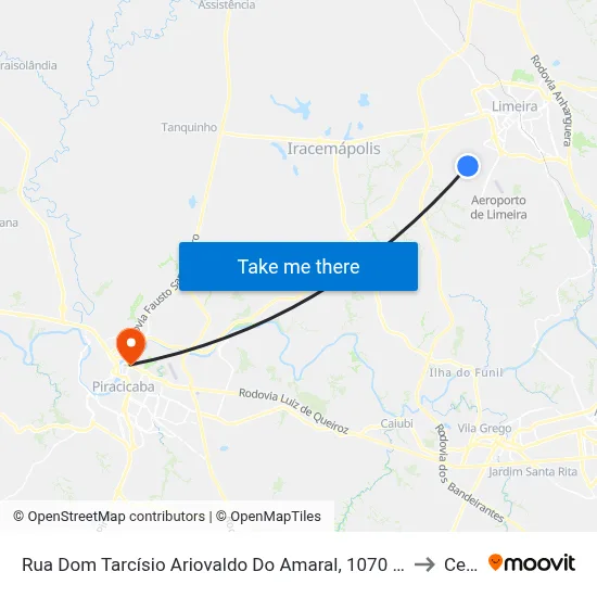 Rua Dom Tarcísio Ariovaldo Do Amaral, 1070 (Rapidão) to Cena map