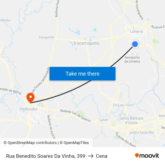 Rua Benedito Soares Da Vinha, 399 to Cena map