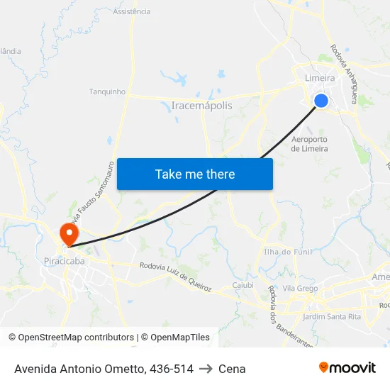 Avenida Antonio Ometto, 436-514 to Cena map