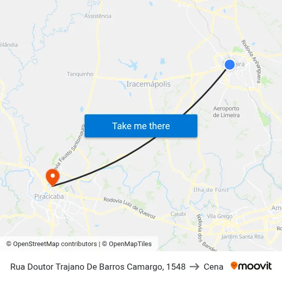 Rua Doutor Trajano De Barros Camargo, 1548 to Cena map