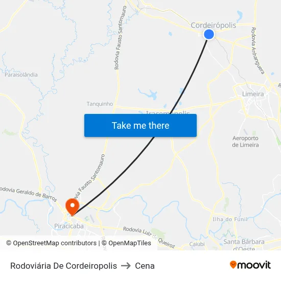 Rodoviária De Cordeiropolis to Cena map