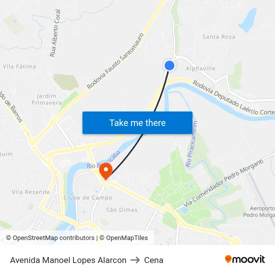 Avenida Manoel Lopes Alarcon to Cena map