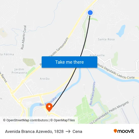 Avenida Branca Azevedo, 1828 to Cena map