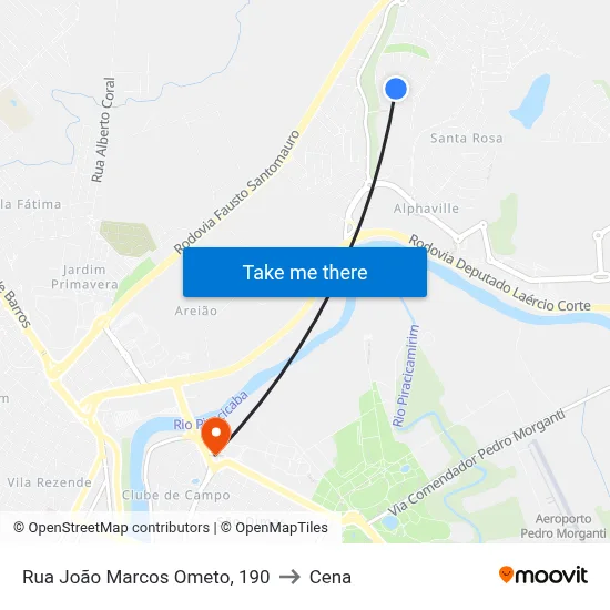 Rua João Marcos Ometo, 190 to Cena map
