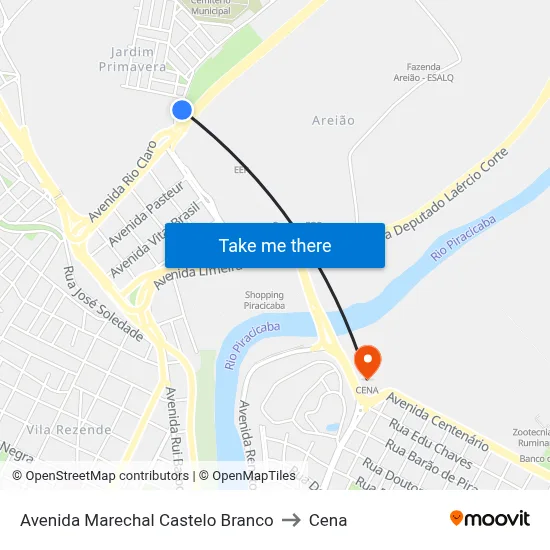 Avenida Marechal Castelo Branco to Cena map