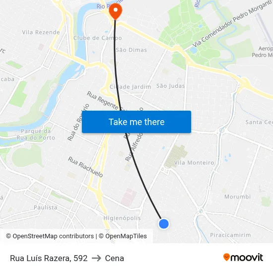 Rua Luís Razera, 592 to Cena map