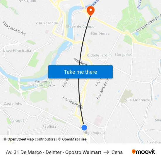Av. 31 De Março - Deinter - Oposto Walmart to Cena map