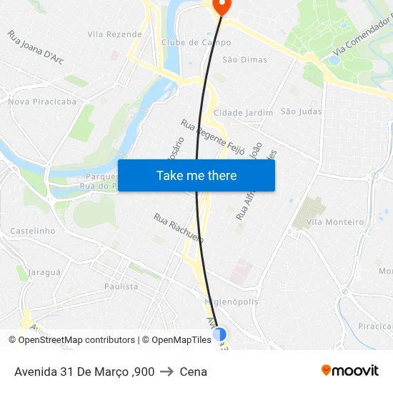 Avenida 31 De Março ,900 to Cena map