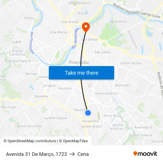 Avenida 31 De Março, 1723 to Cena map