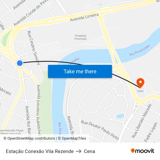 Estação Conexão Vila Rezende to Cena map