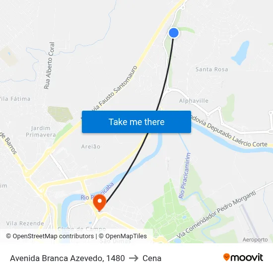 Avenida Branca Azevedo, 1480 to Cena map
