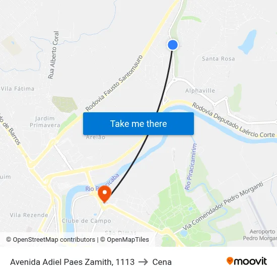Avenida Adiel Paes Zamith, 1113 to Cena map