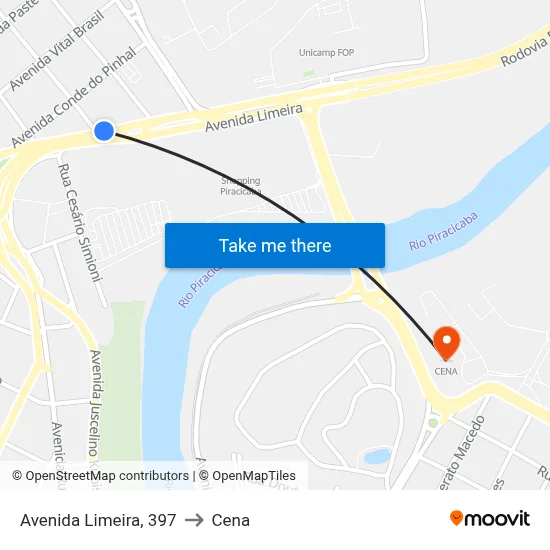 Avenida Limeira, 397 to Cena map