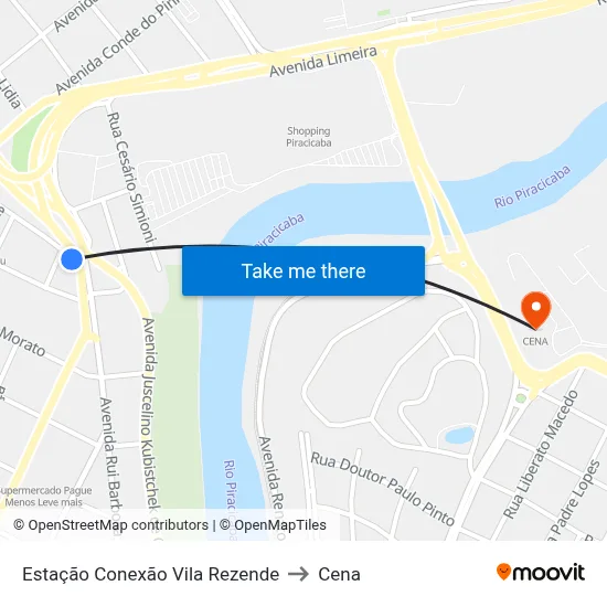 Estação Conexão Vila Rezende to Cena map
