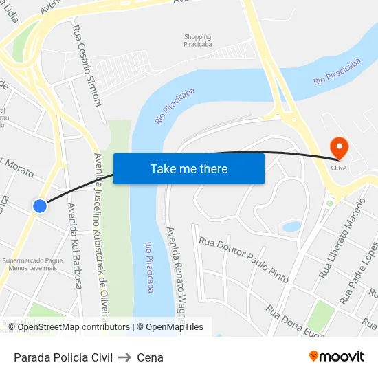 Parada Policia Civil to Cena map