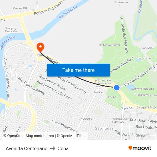 Avenida Centenário to Cena map