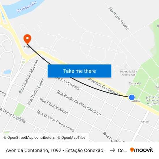 Avenida Centenário, 1092 - Estação Conexão Cebtec to Cena map