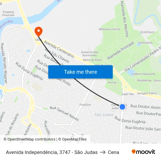 Avenida Independência, 3747 - São Judas to Cena map